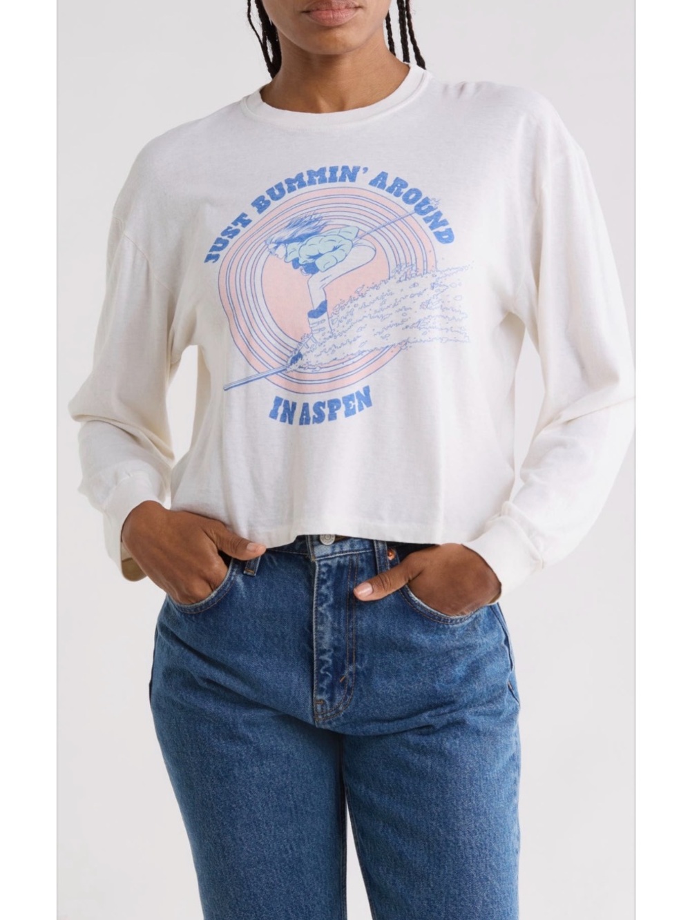 Re/Done Jusr Bummin Around in Aspen Long Sleeve Tee Shirt- Large.